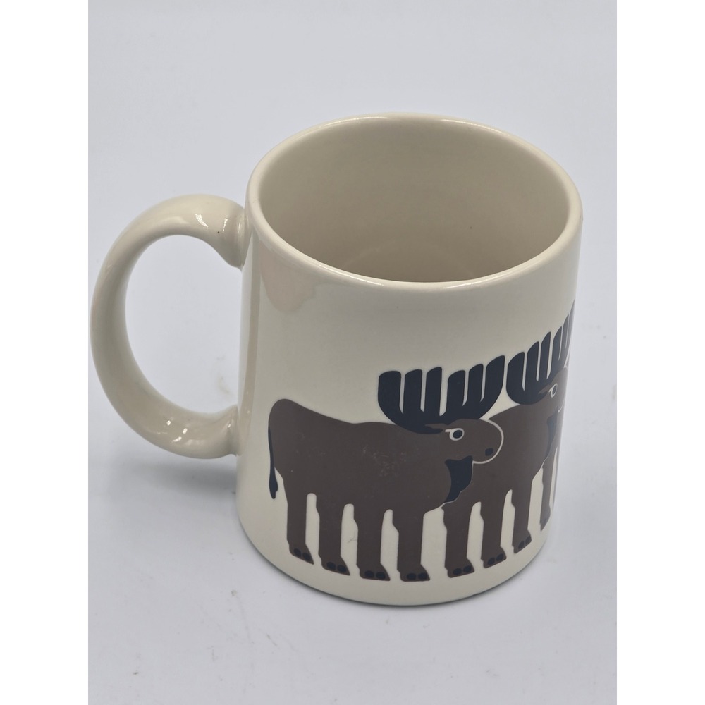 Vintage Taylor & Ng Moose Coffee Mug Cream Brown Ceramic Animal Art Cup